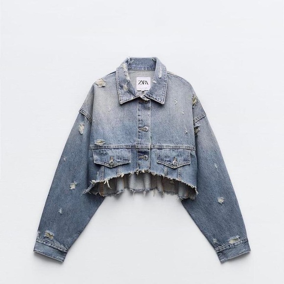 Zara TRF Crop Denim Jacket - Picture 3 of 6